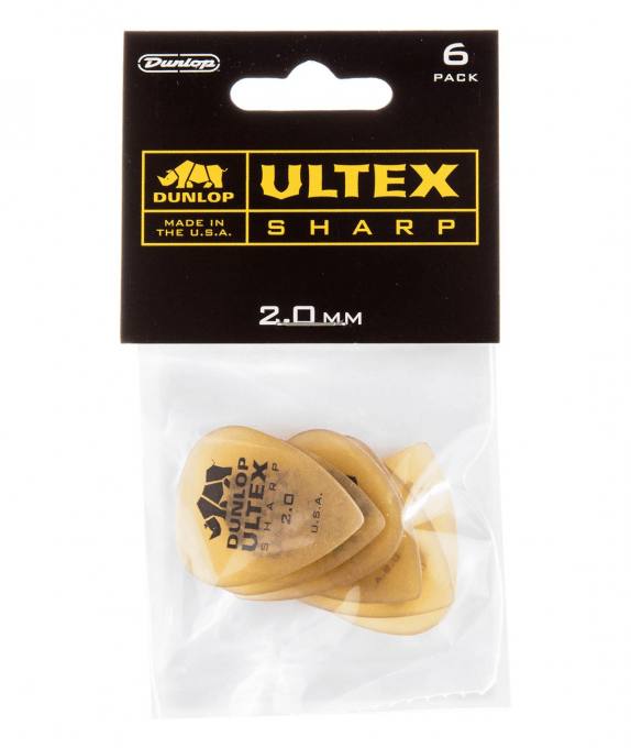 Preview: Jim Dunlop Ultex Sharp 2.00 Plektrum 6er Set