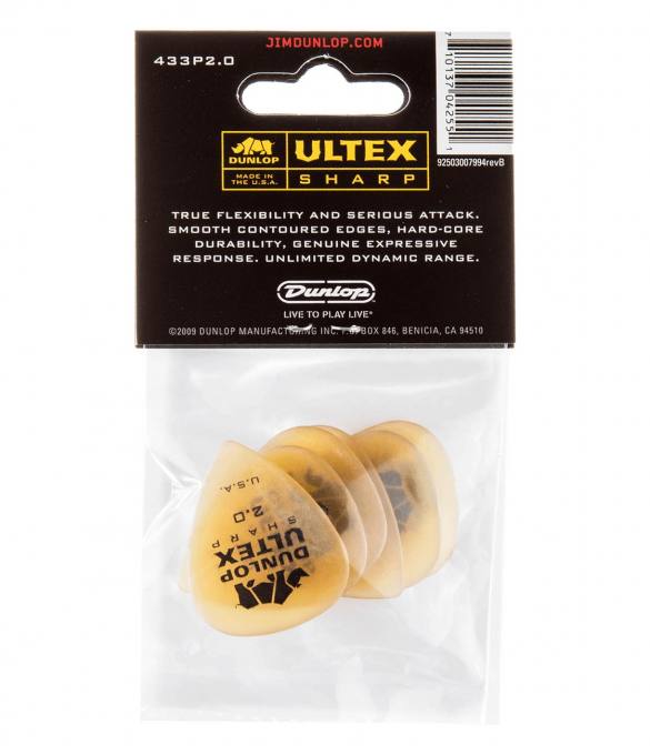 Preview: Jim Dunlop Ultex Sharp 2.00 Plektrum 6er Set