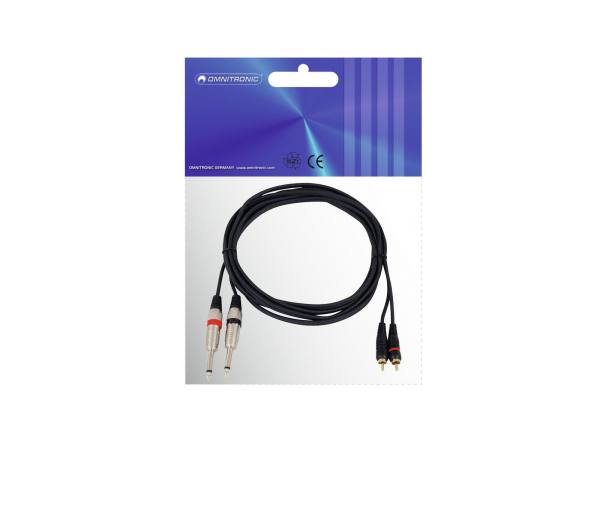 Omnitronic 3.0m Twin 2 x Cinch - 2 x 6.3 Klinke Audiokabel